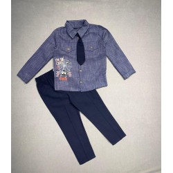 3-4-5 Yaş Kravatlı Keten Gömlek Gabardin Pantolon Uzun Kollu 3lü Erkek Çocuk Takımı 3-4-5 Yaş Kravatlı Keten Gömlek Gabardin Pantolon Uzun Kollu 3lü Erkek Çocuk Takımı