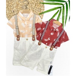 9-12-18-24 Ay Pamuk Keten Kumaş Hawai Gömlek Lastik Askılı 2li Erkek Bebek Takımı 9-12-18-24 Ay Pamuk Keten Kumaş Hawai Gömlek Lastik Askılı 2li Erkek Bebek Takımı