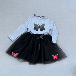 5-6-7 Yaş Taşlı Kelebek Desenli Kurdela Kuşaklı Astarlı Kız Çocuk Tütü Elbise 5-6-7 Yaş Taşlı Kelebek Desenli Kurdela Kuşaklı Astarlı Kız Çocuk Tütü Elbise