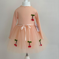 5-6-7 Yaş Kiraz Desenli Kurdela Kuşaklı Astarlı Uzun Kollu Kız Çocuk Tütü Elbise 5-6-7 Yaş Kiraz Desenli Kurdela Kuşaklı Astarlı Uzun Kollu Kız Çocuk Tütü Elbise