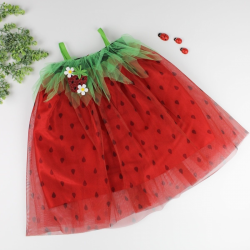 2-3-4 Yaş Askılı Çilek Kostüm Kız Çocuk Elbise 2-3-4 Yaş Askılı Çilek Kostüm Kız Çocuk Elbise