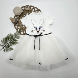 5-6-7 Yaş Payetli Tavşan Baskılı Kız Çocuk Elbisesi 5-6-7 Yaş Payetli Tavşan Baskılı Kız Çocuk Elbisesi