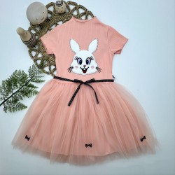 5-6-7 Yaş Payetli Tavşan Baskılı Kız Çocuk Elbisesi 5-6-7 Yaş Payetli Tavşan Baskılı Kız Çocuk Elbisesi