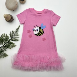 1-2-3 Yaş Arıcık Nakışlı Eteği Fırfırlı Jile Kız Çocuk Elbisesi 1-2-3 Yaş Arıcık Nakışlı Eteği Fırfırlı Jile Kız Çocuk Elbisesi