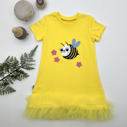 1-2-3 Yaş Arıcık Nakışlı Eteği Fırfırlı Jile Kız Çocuk Elbisesi 1-2-3 Yaş Arıcık Nakışlı Eteği Fırfırlı Jile Kız Çocuk Elbisesi