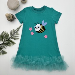 1-2-3 Yaş Arıcık Nakışlı Eteği Fırfırlı Jile Kız Çocuk Elbisesi 1-2-3 Yaş Arıcık Nakışlı Eteği Fırfırlı Jile Kız Çocuk Elbisesi