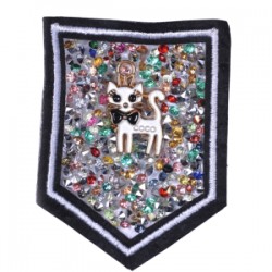 Aplike Ütü İle Yapışan Taşlı Kedi Arma 5 Cm Aplike Ütü İle Yapışan Taşlı Kedi Arma 5 Cm