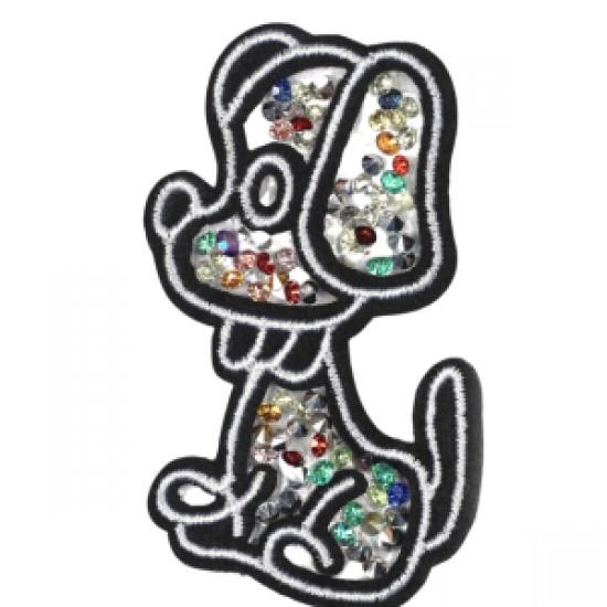 Aplike Ütü İle Yapışan Taşlı Sevimli Köpek Arma 3x5 Cm