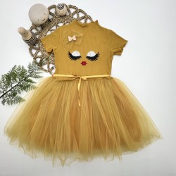 5-6-7 Yaş Payetli Süslü Yüz Baskılı Kız Çocuk Elbisesi 5-6-7 Yaş Payetli Süslü Yüz Baskılı Kız Çocuk Elbisesi