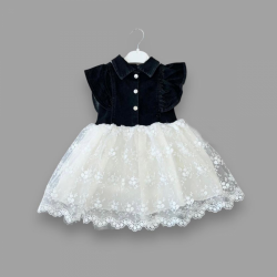 2-3-4 Yaş Astarlı Brode Etekli Kot Kumaş Düğmeli Kız Çocuk Elbisesi 2-3-4 Yaş Astarlı Brode Etekli Kot Kumaş Düğmeli Kız Çocuk Elbisesi