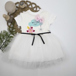 1-2-3 Yaş Tül Tokalı Bulut Civciv Ve Yıldız Nakışlı Kız Bebek Elbisesi 1-2-3 Yaş Tül Tokalı Bulut Civciv Ve Yıldız Nakışlı Kız Bebek Elbisesi
