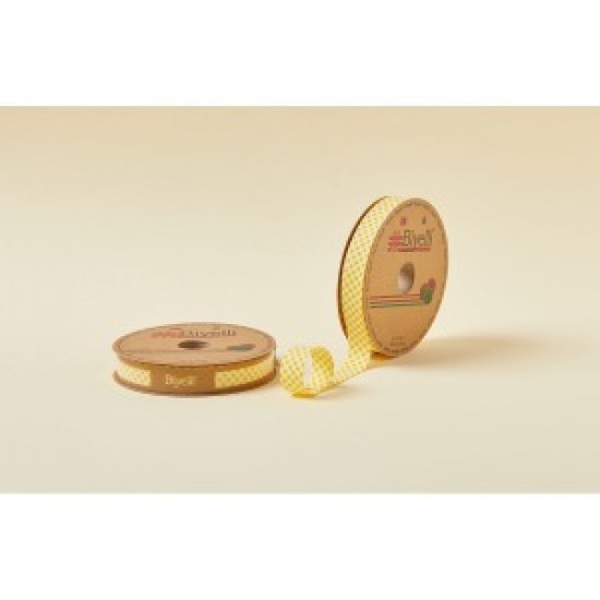 Biye Ekoseli Katlı E04 Sarı 2 Cm 25 Metre %65 Koton %35 Polyester