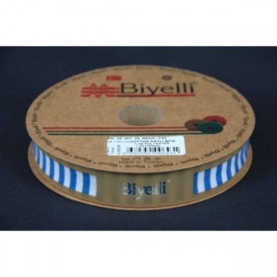 Biye Kalın Çizgili Katlı F08 Petrol 2 Cm 25 Metre %65 Koton %35 Polyester