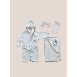 0-6 Ay Kaplan Nakışlı Bornozlu 5li Erkek Bebek Havlu Silgi Takımı 0-6 Ay Kaplan Nakışlı Bornozlu 5li Erkek Bebek Havlu Silgi Takımı