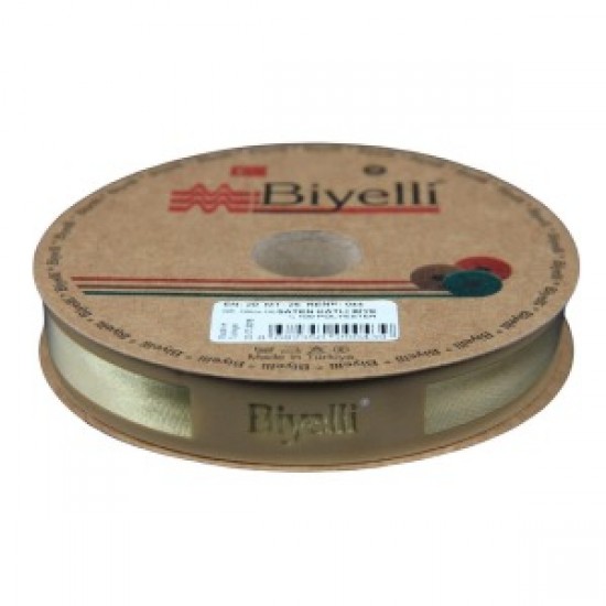 Biye Saten Katlı 044 Yağ Rengi 2 Cm 25 Metre %100 Polyester