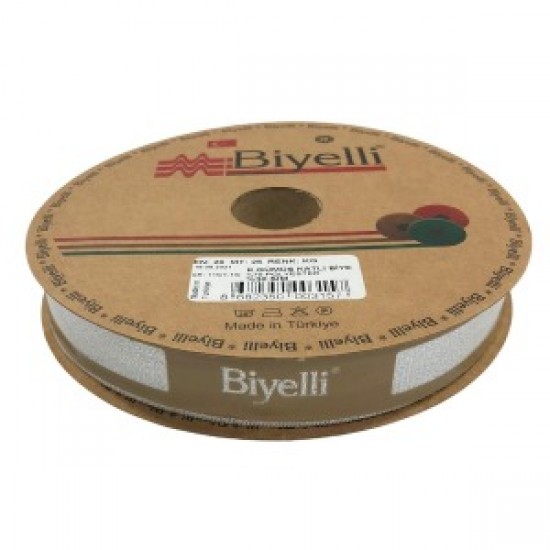 Biye Simli Katlı Kg Gümüş 2 Cm 25 Metre %50 Simli % 50 Polyester
