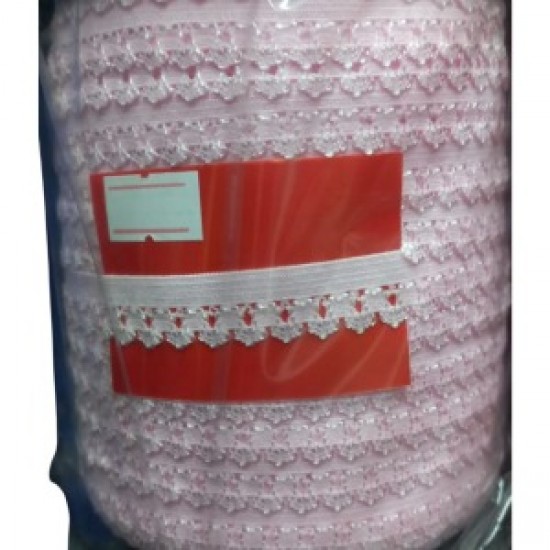 Çamaşır Lastiği Dantelli 1 Cm 1 Metre Açık Pembe
