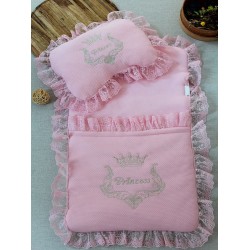 Yenidoğan Sahra Taç Nakışlı Trilüks 2li Alt Açma Seti Yenidoğan Sahra Taç Nakışlı Trilüks 2li Alt Açma Seti