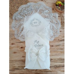 Yenidoğan Pamuk Taç Benim Prensim Nakışlı Trilüks Kundak Bebek Battaniyesi Yenidoğan Pamuk Taç Benim Prensim Nakışlı Trilüks Kundak Bebek Battaniyesi