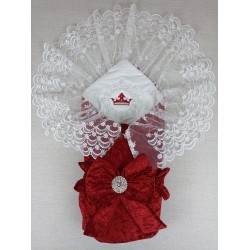 Yenidoğan Saray Kadife Taç Nakışlı İnci Fiyonklu Dantel Duvak Trilüks Kundak Bebek Battaniye Yenidoğan Saray Kadife Taç Nakışlı İnci Fiyonklu Dantel Duvak Trilüks Kundak Bebek Battaniye