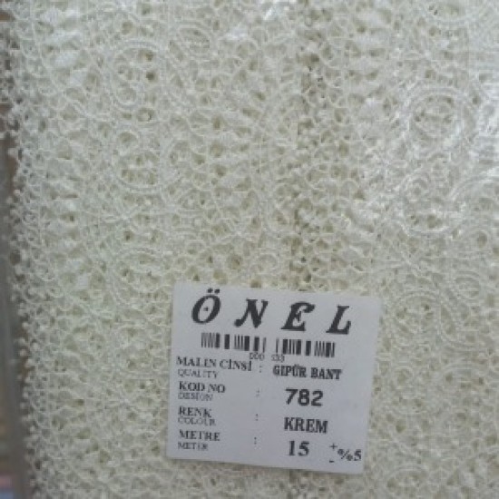 Dantel Polyester Güpür Bant Krem 15 Metre En 6 Cm On-782-kr