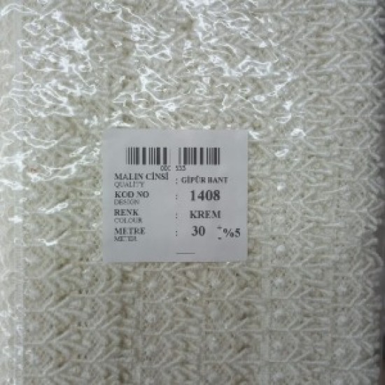 Dantel Polyester Güpür Bant Krem 30 Metre En 3 Cm On-1408-kr