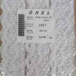 Dantel Polyester Sanal Tül Bant Beyaz 14,50 Metre En 6 Cm On-1517-b Dantel Polyester Sanal Tül Bant Beyaz 14,50 Metre En 6 Cm On-1517-b