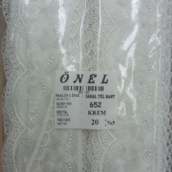 Dantel Polyester Sanal Tül Bant Krem 20 Metre En 6 Cm On-652-kr Dantel Polyester Sanal Tül Bant Krem 20 Metre En 6 Cm On-652-kr