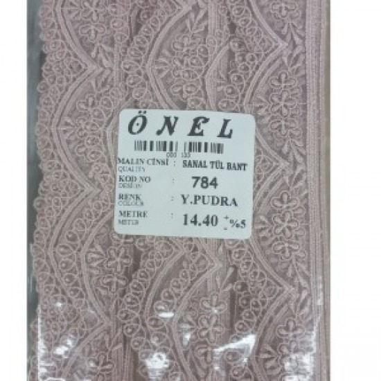 Dantel Polyester Sanal Tül Bant Y.pudra 14,40 Metre En 3 Cm On-784-pu