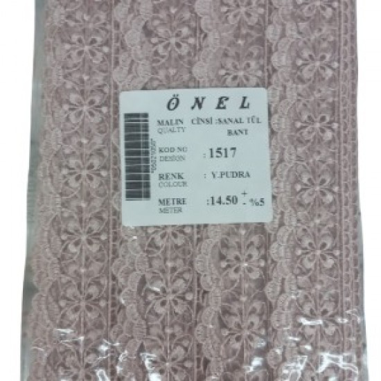 Dantel Polyester Sanal Tül Bant Y.pudra 14,50 Metre En 3 Cm On-1517-pu
