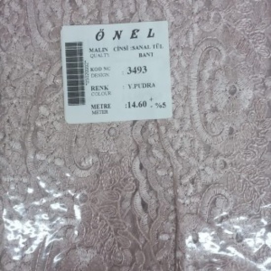 Dantel Polyester Sanal Tül Bant Y.pudra 14,60 Metre En 6 Cm On-3493-pu