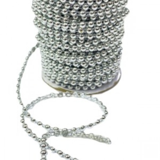 Dikilebilir Sıralı İnci Tekli En 1 Cm Gümüş 5 Metre