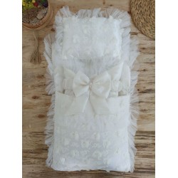 Yenidoğan İzmir İncisi Tül İşlemeli Pamuklu Fiyonklu Kundaklı Lüks 3lü Alt Açma Seti Yenidoğan İzmir İncisi Tül İşlemeli Pamuklu Fiyonklu Kundaklı Lüks 3lü Alt Açma Seti