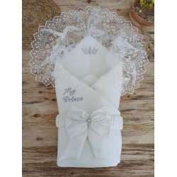 Yenidoğan Sahra Taç Benim Prensim Nakışlı Kundak Bebek Battaniyesi Yenidoğan Sahra Taç Benim Prensim Nakışlı Kundak Bebek Battaniyesi