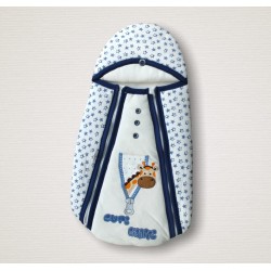 Yenidoğan Zürafa Nakışlı Çift Fermuarlı Erkek Kundak Bebek Battaniyesi Yenidoğan Zürafa Nakışlı Çift Fermuarlı Erkek Kundak Bebek Battaniyesi