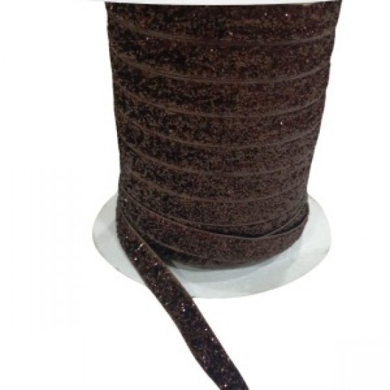 Kadife Kurdele Simli 1 Cm Kahverengi 2 Metre