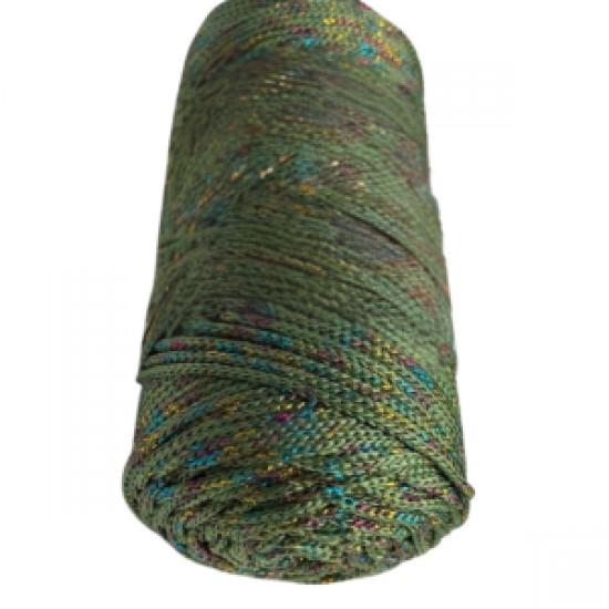 Makrome İpi 3mm Polyester Haki Simli