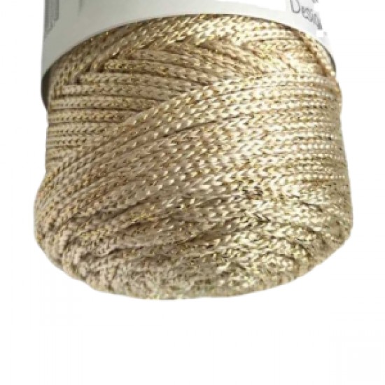 Makrome İpi 3mm Polyester Krem Simli