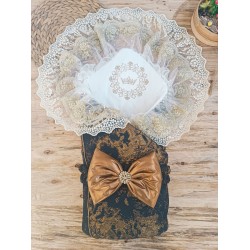 Yenidoğan Kendinden Desenli Krom Fiyonklu Bebek Battaniyesi Kundak Yenidoğan Kendinden Desenli Krom Fiyonklu Bebek Battaniyesi Kundak