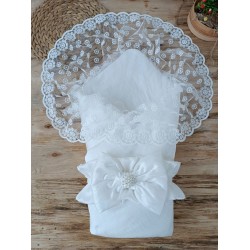 Yenidoğan Ay Işığı Papatya Dantelli Taşlı Fiyonk Bebek Battaniyesi Kundak Yenidoğan Ay Işığı Papatya Dantelli Taşlı Fiyonk Bebek Battaniyesi Kundak