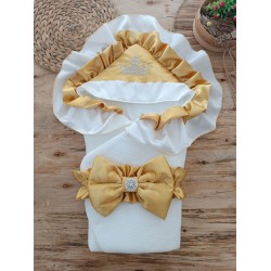 Yenidoğan Mehtap Lüks Kelebek Taç Nakışlı Bebek Battaniyesi Kundak Yenidoğan Mehtap Lüks Kelebek Taç Nakışlı Bebek Battaniyesi Kundak