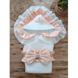 Yenidoğan Mehtap Lüks Kelebek Taç Nakışlı Bebek Battaniyesi Kundak Yenidoğan Mehtap Lüks Kelebek Taç Nakışlı Bebek Battaniyesi Kundak