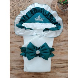 Yenidoğan Mehtap Lüks Kelebek Taç Nakışlı Bebek Battaniyesi Kundak Yenidoğan Mehtap Lüks Kelebek Taç Nakışlı Bebek Battaniyesi Kundak