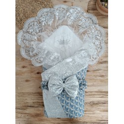 Yenidoğan Piramit Desenli Güpür İşlemeli Bebek Battaniyesi Kundak Yenidoğan Piramit Desenli Güpür İşlemeli Bebek Battaniyesi Kundak