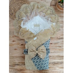 Yenidoğan Ultralüks Piramit Desenli Güpürlü Bebek Battaniyesi Kundak Yenidoğan Ultralüks Piramit Desenli Güpürlü Bebek Battaniyesi Kundak