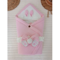 Yenidoğan 4 Kat Müslin Kumaş Kulaklı Patili Fiyonk Bebek Battaniyesi Kundak Yenidoğan 4 Kat Müslin Kumaş Kulaklı Patili Fiyonk Bebek Battaniyesi Kundak