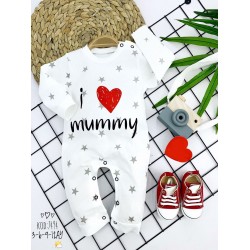 3-6-9-12 Ay Gümüş Yıldız I Love Mummy Baskılı Uzun Kollu Kız Erkek Bebek Tulumu 3-6-9-12 Ay Gümüş Yıldız I Love Mummy Baskılı Uzun Kollu Kız Erkek Bebek Tulumu