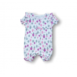 9-12 12-18 18-24 Ay Cemre Uçan Balon Baskılı Kısa Kollu Kız Bebek Tulumu