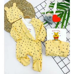 3-6-9-12 Ay Pooh Desenli Şapkalı Sweatli 3lü Kız Erkek Bebek Tulum 3-6-9-12 Ay Pooh Desenli Şapkalı Sweatli 3lü Kız Erkek Bebek Tulum