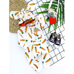 3-6-9-12 Ay Kulaklı Kapşonlu Havuç Baskılı Uzun Kollu Kız Erkek Bebek Tulumu 3-6-9-12 Ay Kulaklı Kapşonlu Havuç Baskılı Uzun Kollu Kız Erkek Bebek Tulumu